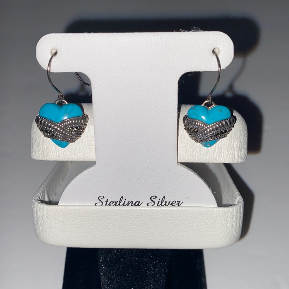 Tori Hill Genuine Marcasite Sterling Silver Earrings With Box